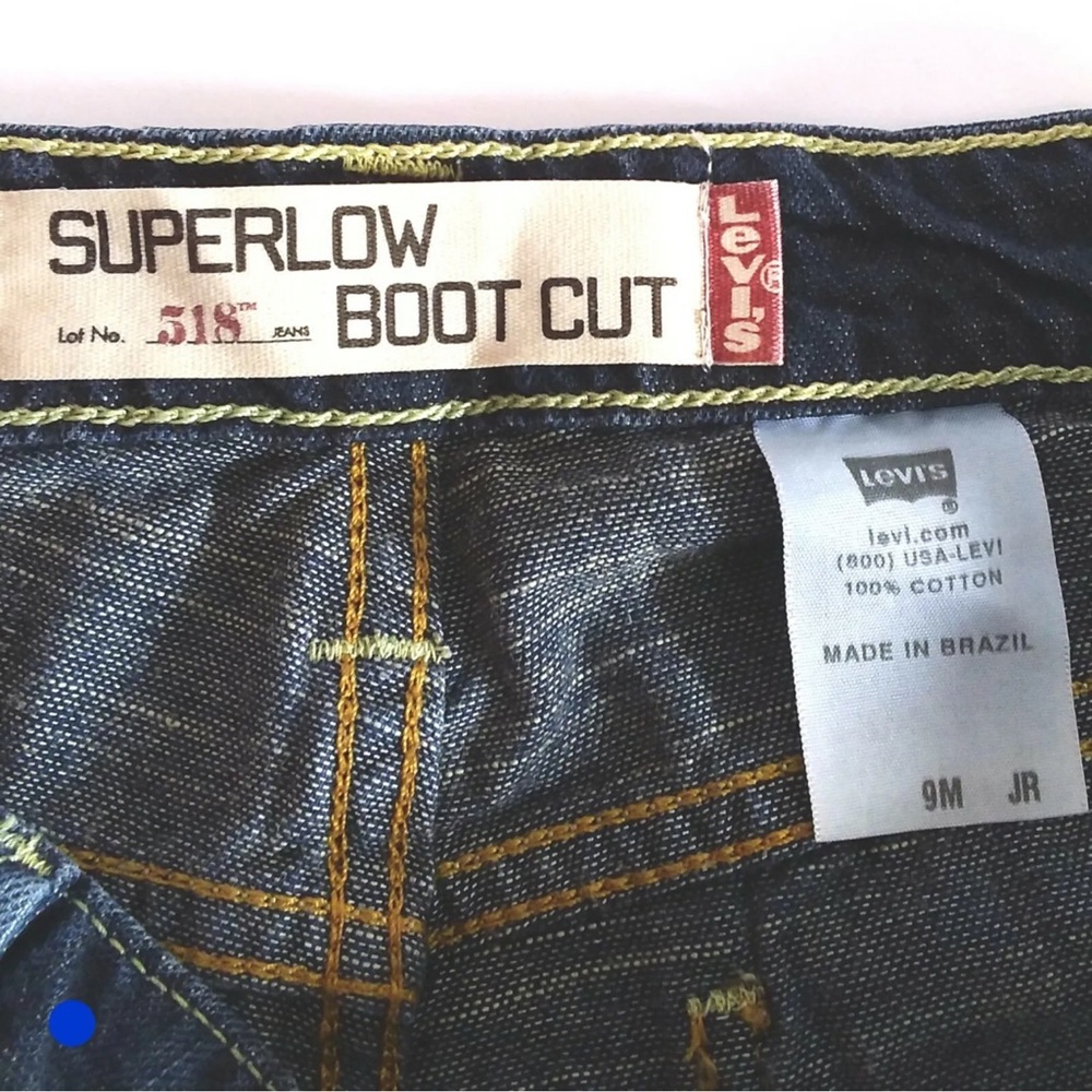 Y2K Levi's 518 Super Low Boot Cut Jeans Size 9M Distressed Patches Embroidered - Picture 12 of 12